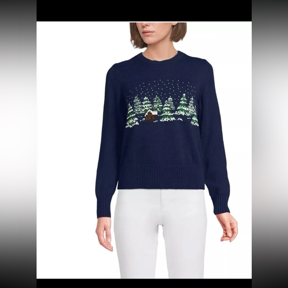 NWT Lands’ End Women's Drifter Modern Jacquard Crew Neck Sweater size Small